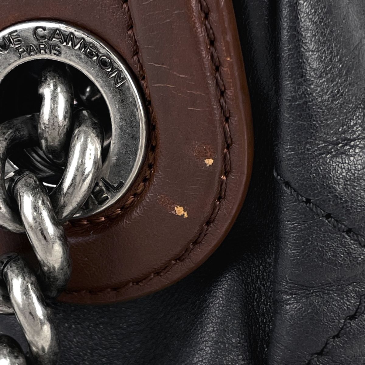 Chanel CC Logo Chain Shoulder Bag Quilted Leather Black — view 7