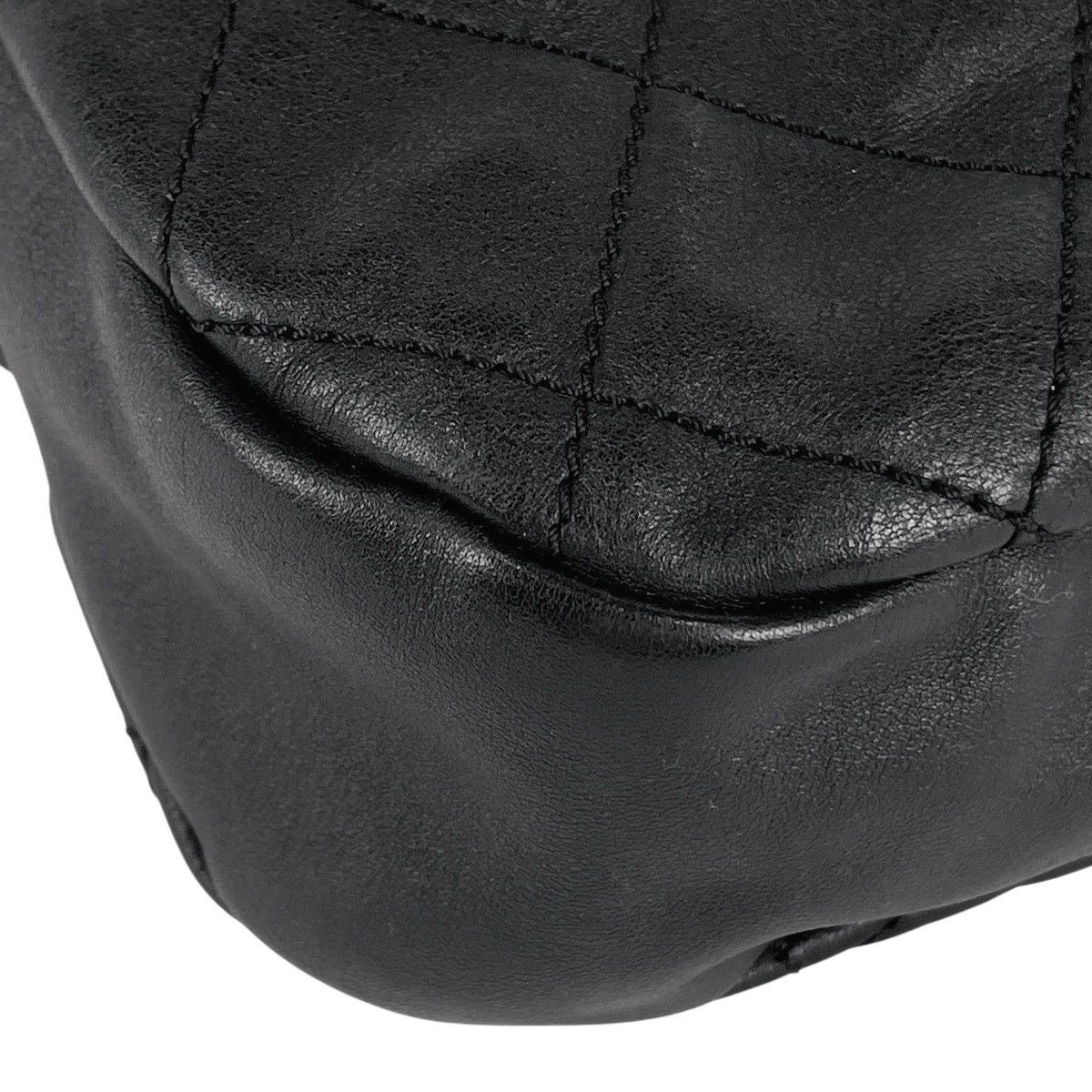 Chanel CC Logo Chain Shoulder Bag Quilted Leather Black — view 6