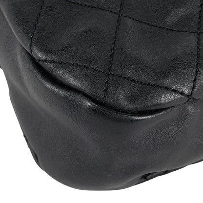 Chanel CC Logo Chain Shoulder Bag Quilted Leather Black — view 6