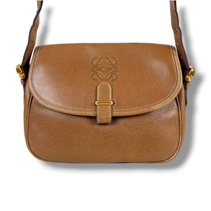 Loewe Anagram Logo Shoulder Bag Pochette Brown Leather Vintage — view 3