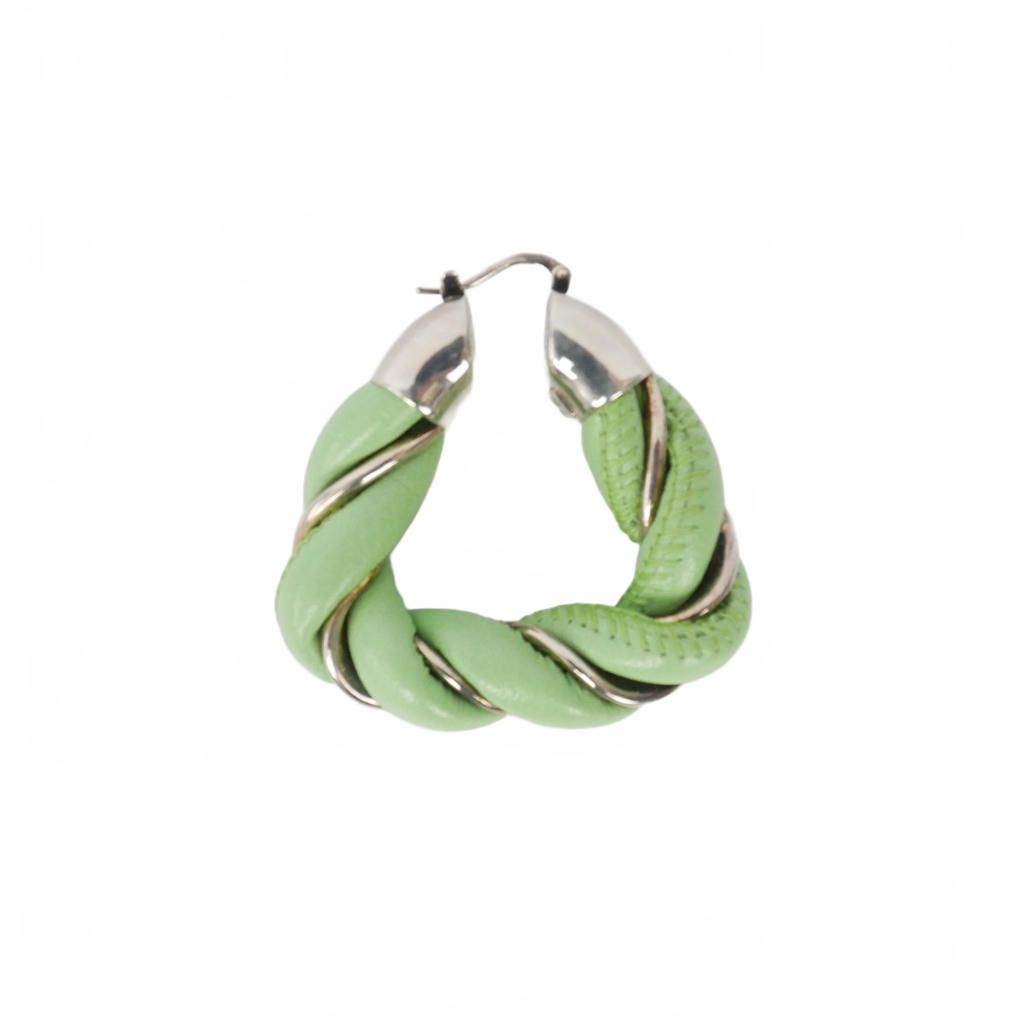 Bottega Veneta Twist Leather Earrings Triangle Single Light Green — view 2