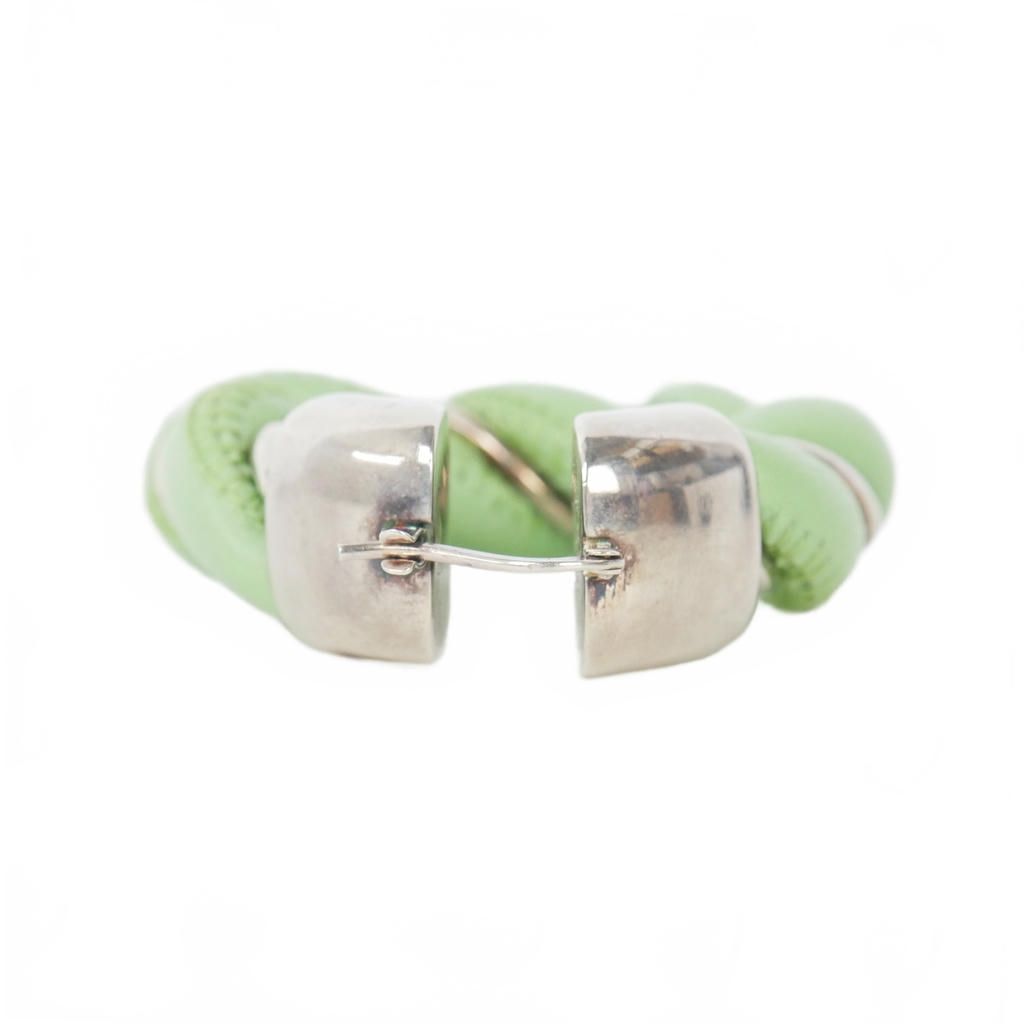 Bottega Veneta Twist Leather Earrings Triangle Single Light Green — view 4
