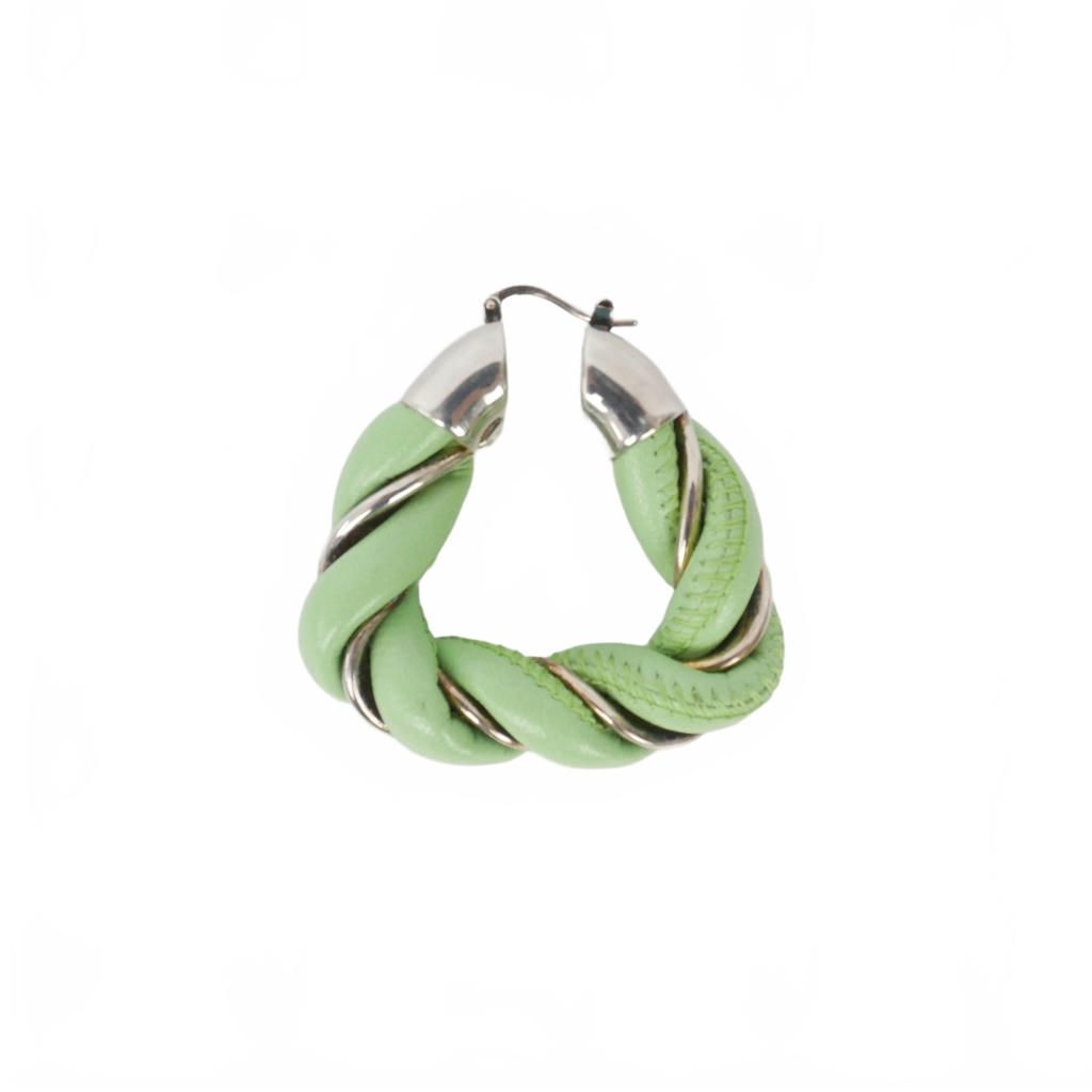 Bottega Veneta Twist Leather Earrings Triangle Single Light Green