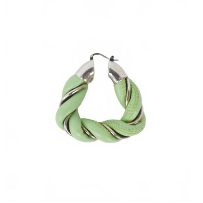Bottega Veneta Twist Leather Earrings Triangle Single Light Green