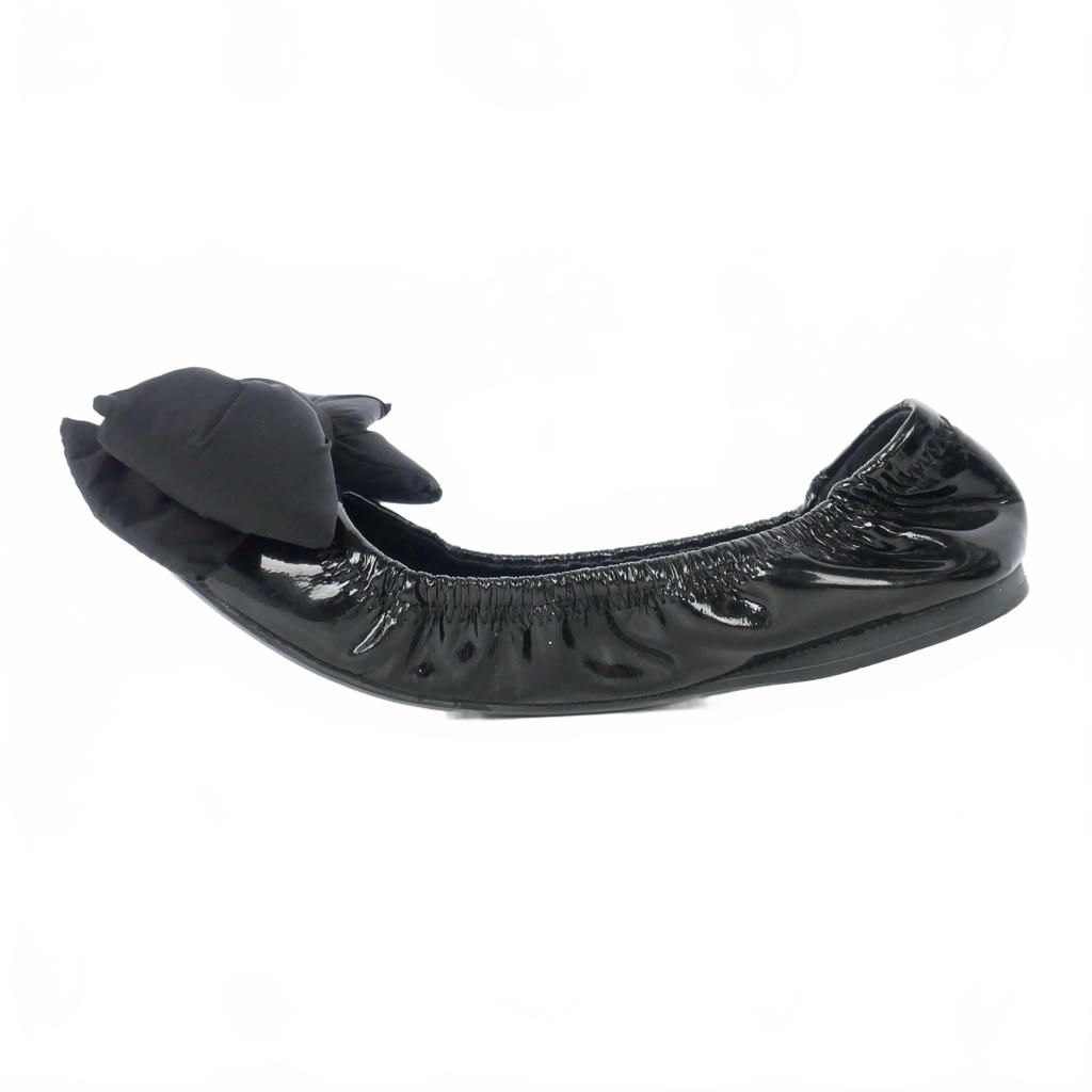 Prada Ribbon Ballet Shoes Flat Enamel 36 Black — view 7