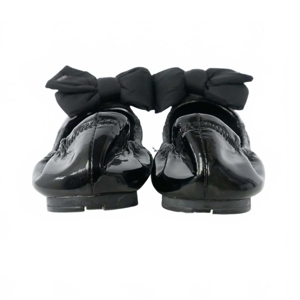 Prada Ribbon Ballet Shoes Flat Enamel 36 Black — view 3