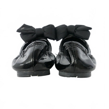 Prada Ribbon Ballet Shoes Flat Enamel 36 Black — view 3