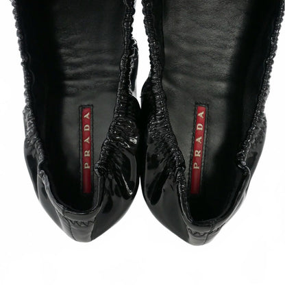 Prada Ribbon Ballet Shoes Flat Enamel 36 Black — view 9
