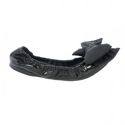 Prada Ribbon Ballet Shoes Flat Enamel 36 Black — view 6