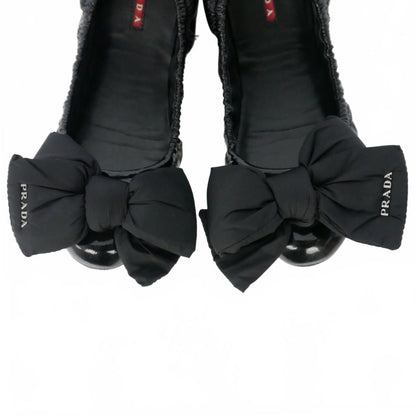 Prada Ribbon Ballet Shoes Flat Enamel 36 Black — view 5