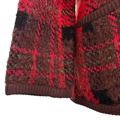 Saint Laurent Yves Knit Jacket Cardigan Wool Check Pattern All Over — view 4