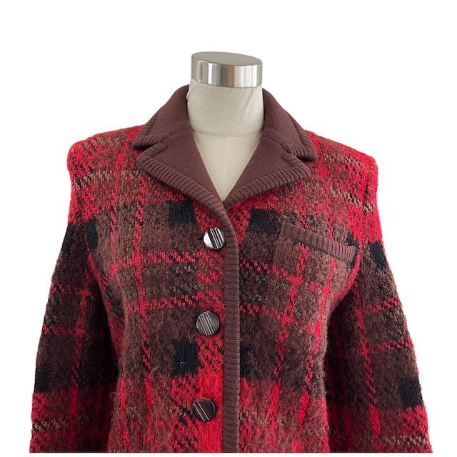 Saint Laurent Yves Knit Jacket Cardigan Wool Check Pattern All Over — view 5