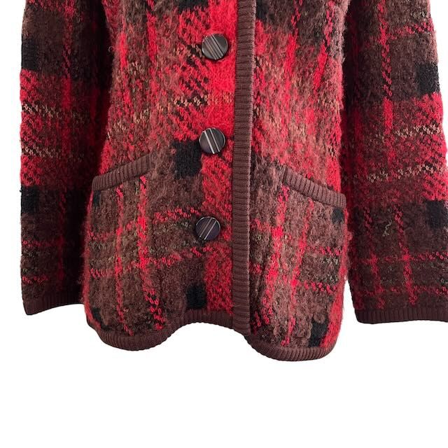 Saint Laurent Yves Knit Jacket Cardigan Wool Check Pattern All Over — view 6