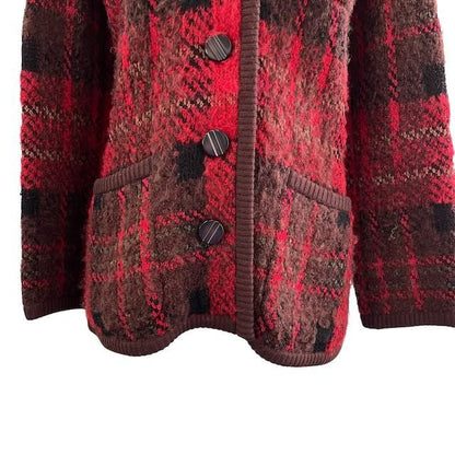Saint Laurent Yves Knit Jacket Cardigan Wool Check Pattern All Over — view 6