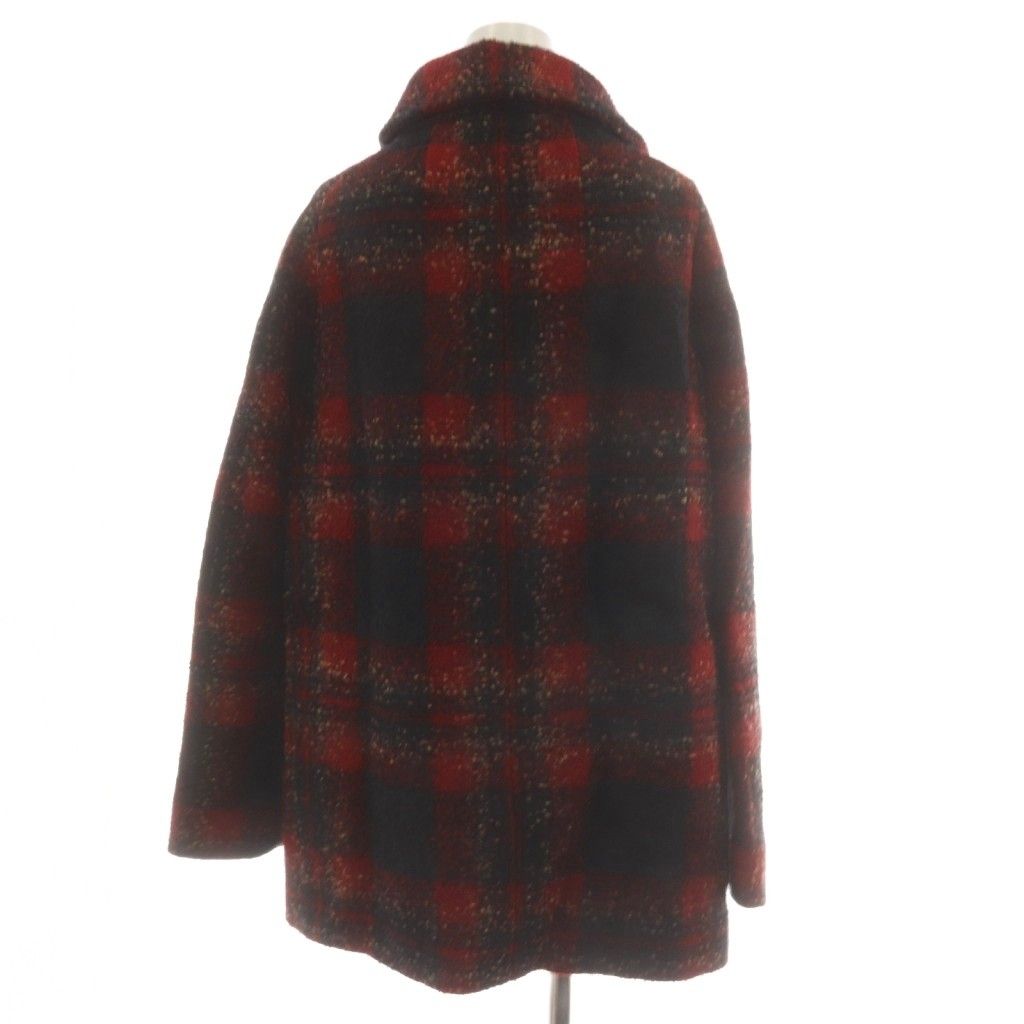 Max Mara Studio Coat Mid Length Plaid Alpaca Blend 42 Red Black — view 3