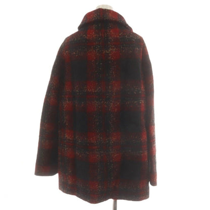 Max Mara Studio Coat Mid Length Plaid Alpaca Blend 42 Red Black — view 3
