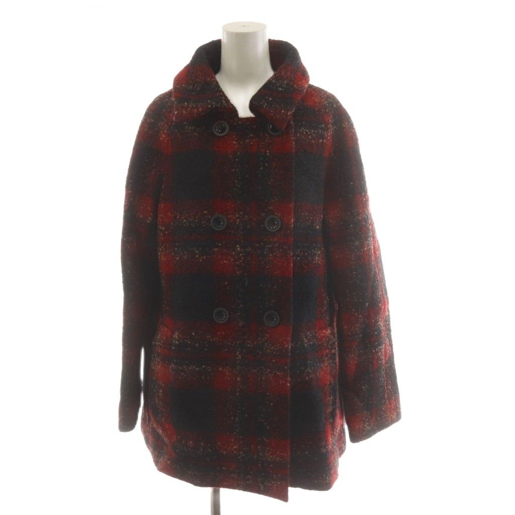Max Mara Studio Coat Mid Length Plaid Alpaca Blend 42 Red Black