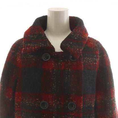 Max Mara Studio Coat Mid Length Plaid Alpaca Blend 42 Red Black — view 5
