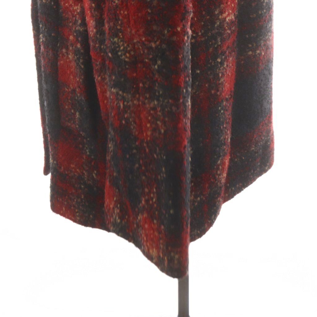 Max Mara Studio Coat Mid Length Plaid Alpaca Blend 42 Red Black — view 7