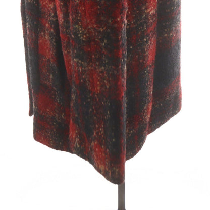 Max Mara Studio Coat Mid Length Plaid Alpaca Blend 42 Red Black — view 7