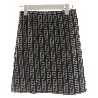 Fendi Zucca Pattern Trapezoid Skirt Knee Length 44 Navy — view 2