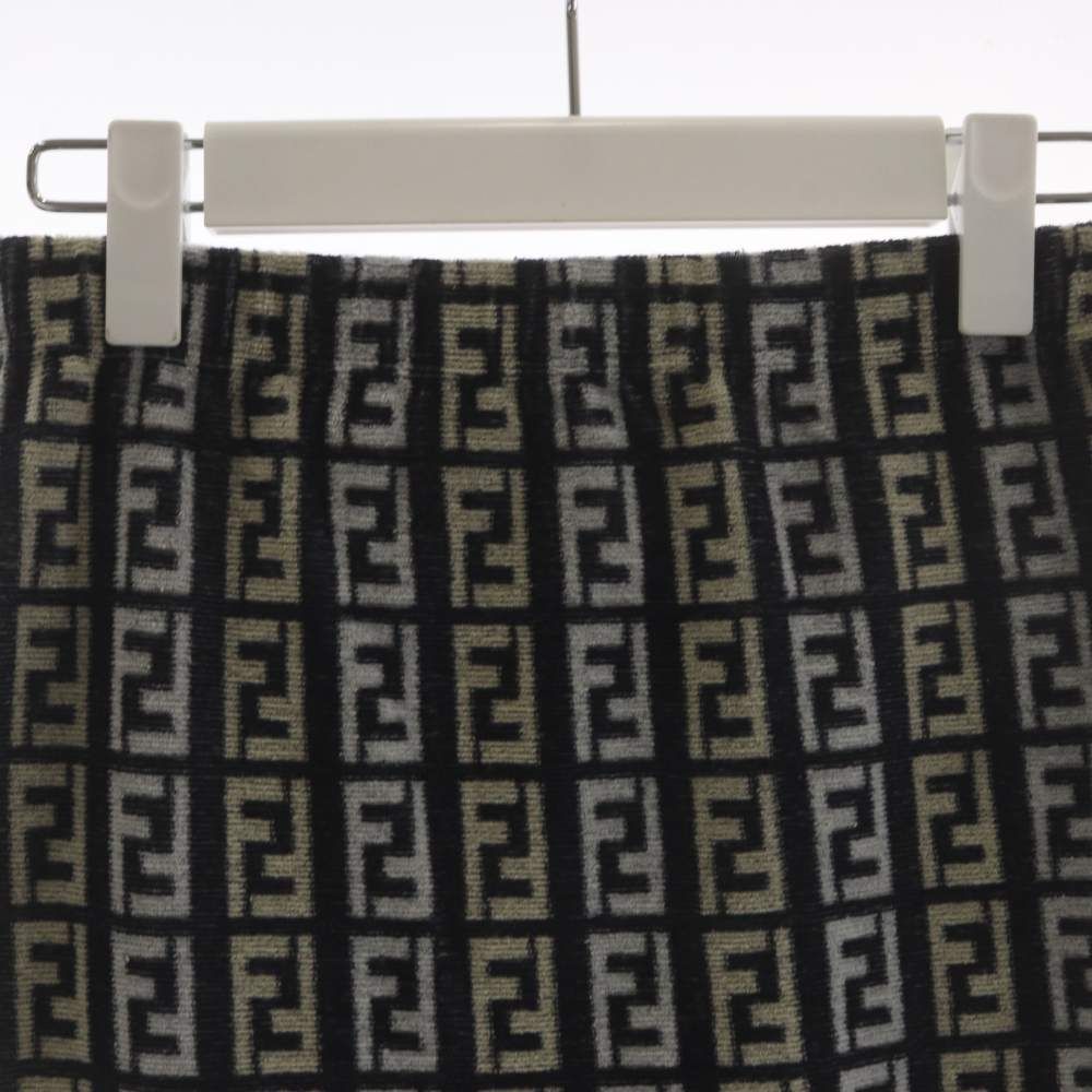 Fendi Zucca Pattern Trapezoid Skirt Knee Length 44 Navy — view 4