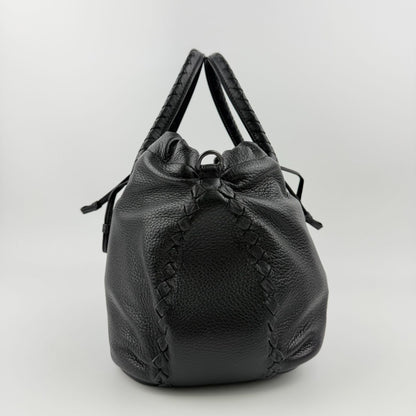 Bottega Veneta Intrecciato Shoulder Bag Black Leather Vintage — view 4