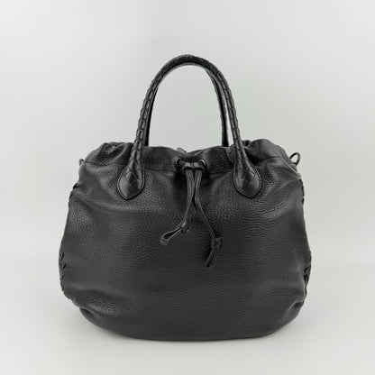 Bottega Veneta Intrecciato Shoulder Bag Black Leather Vintage — view 2
