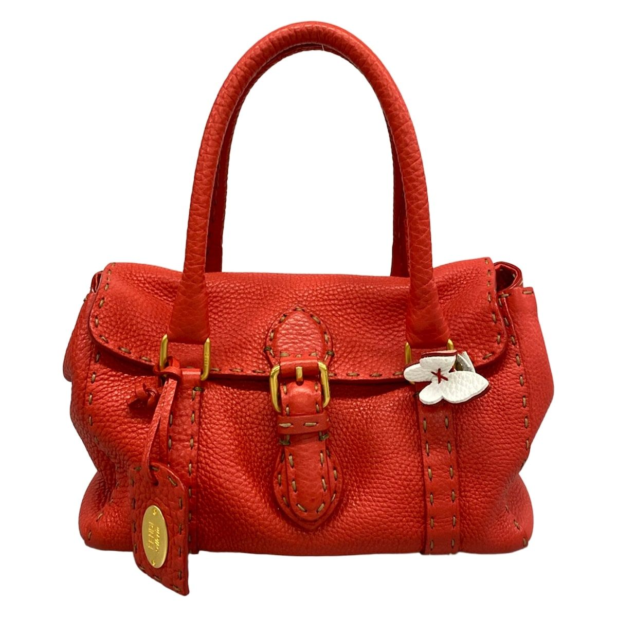 Fendi Handbag Linda Bagselleria Red Leather