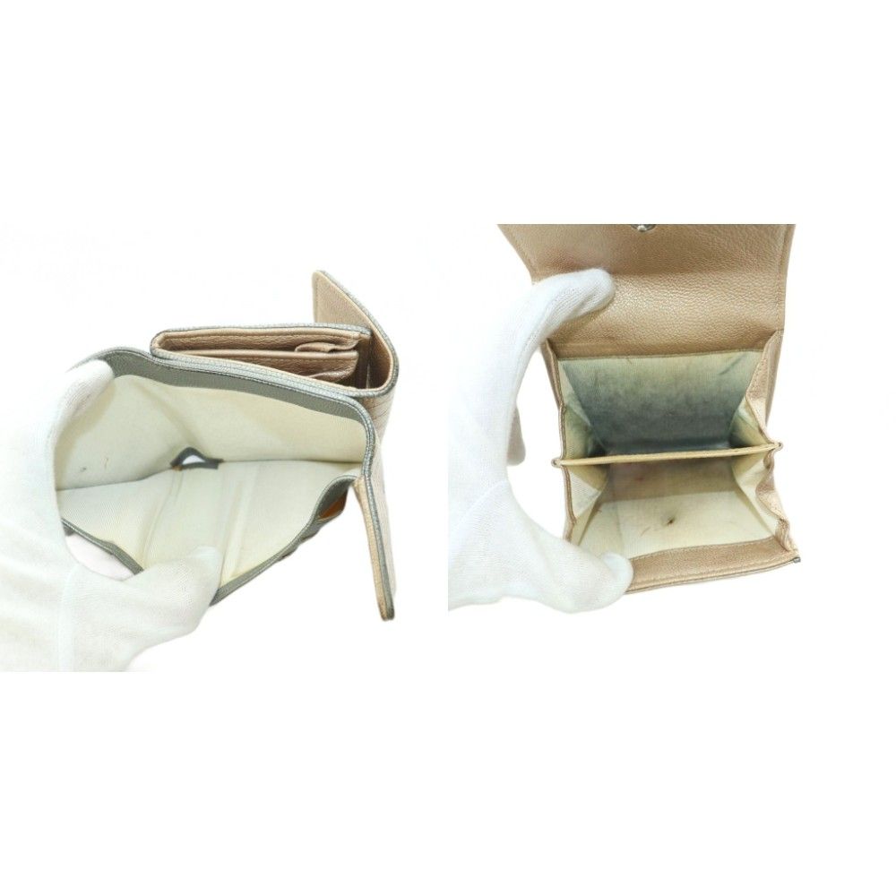 Chanel Bicolor Trifold Wallet Coin Purse Compact Beige — view 6