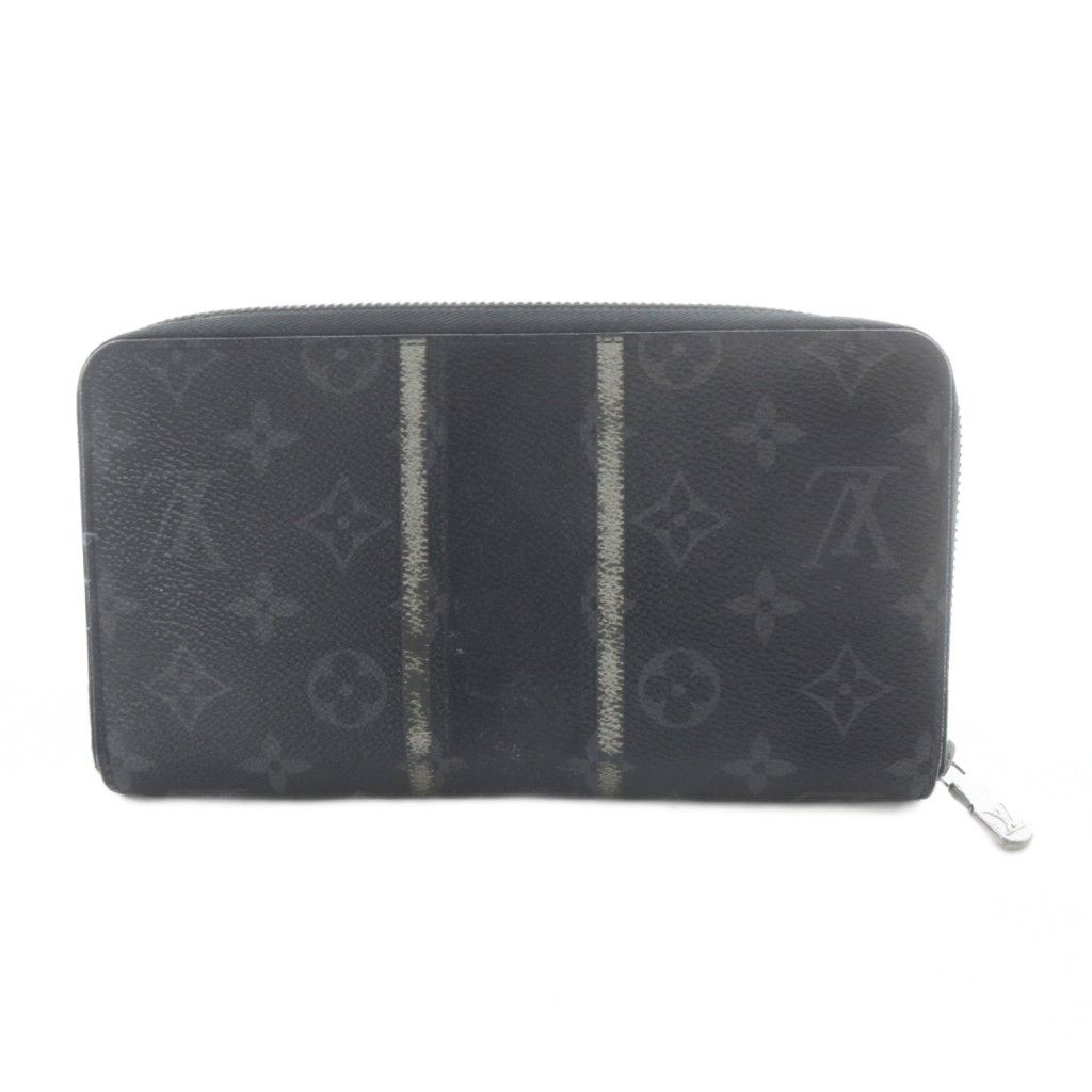 Louis Vuitton Monogram Eclipse Flash Zippy Organizer Wallet Gray