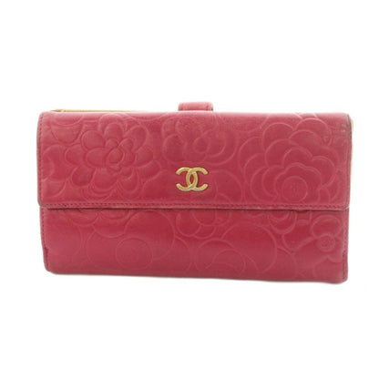 Chanel Camellia Hook Wallet Bifold Lambskin Magenta Pink