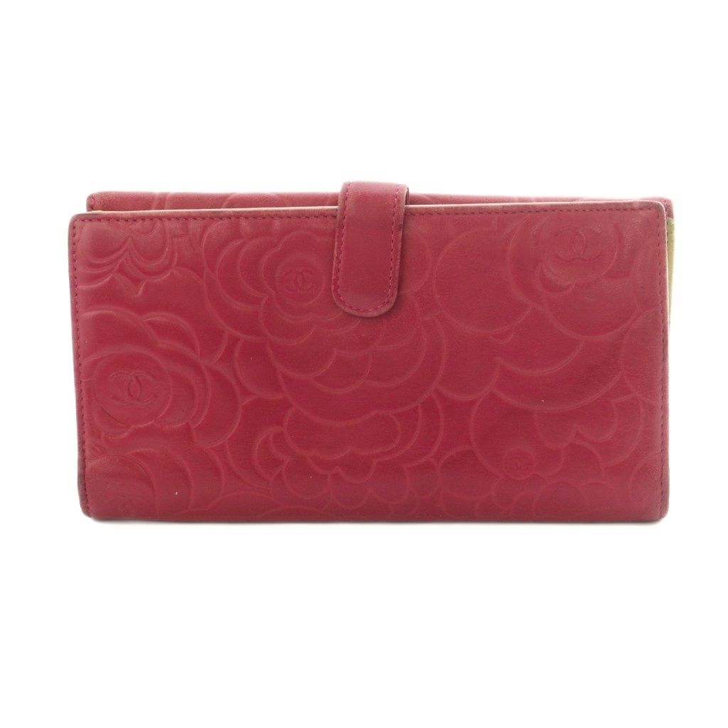 Chanel Camellia Hook Wallet Bifold Lambskin Magenta Pink — view 2