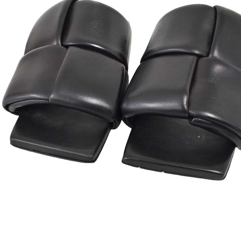 Bottega Veneta Patch Flat Mules Slide Sandals Square Toe Lambskin Leather — view 5