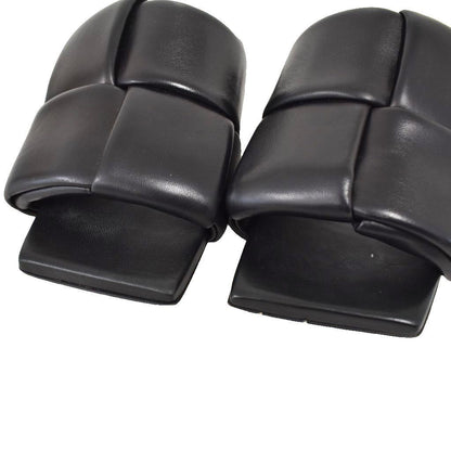 Bottega Veneta Patch Flat Mules Slide Sandals Square Toe Lambskin Leather — view 5