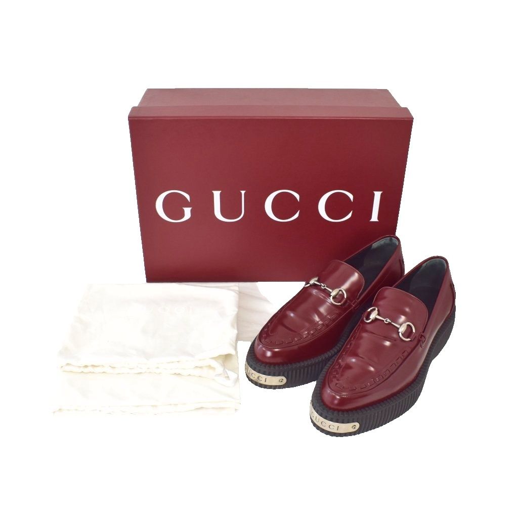 Gucci Creeper Loafers Horsebit Leather Thick Sole Metal Plate 9 Bordeaux 9 — view 9