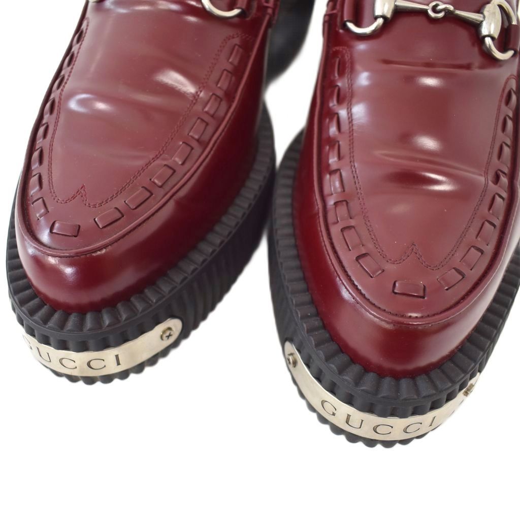 Gucci Creeper Loafers Horsebit Leather Thick Sole Metal Plate 9 Bordeaux 9 — view 4
