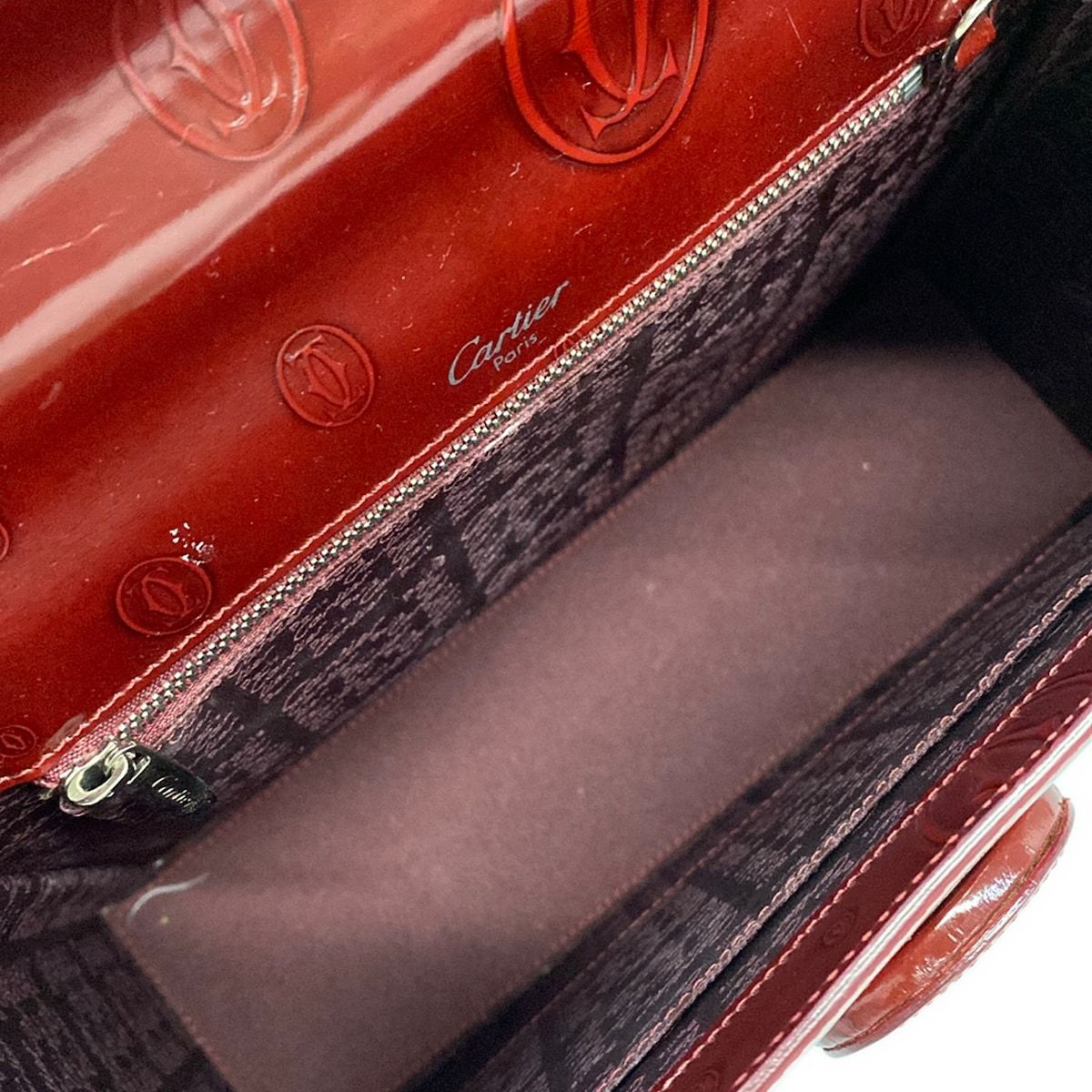 Cartier Handbag Happy Birthday Bordeaux Top Handle Leather — view 7