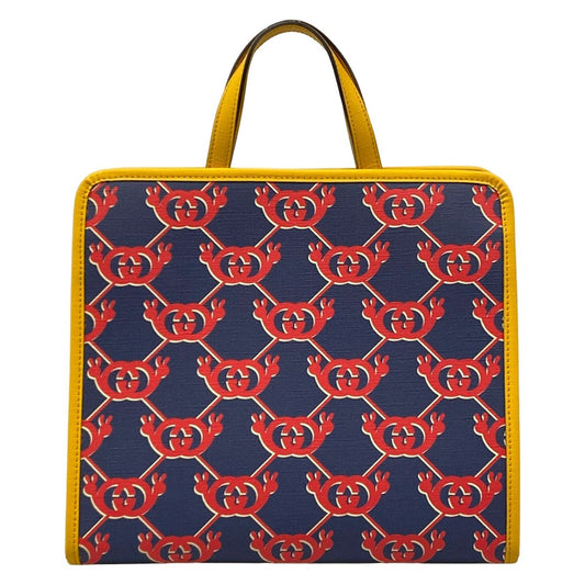 Gucci Tote Children's GG Plus Supreme Navy Red Dark Yellow Snail
