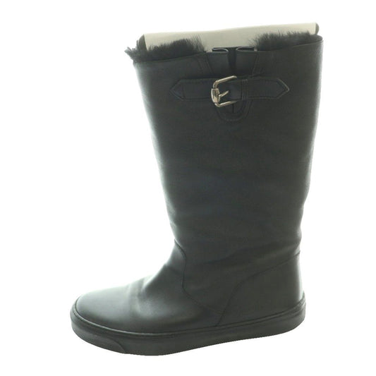 Gucci Middle Boots Long Leather Fur Black SS