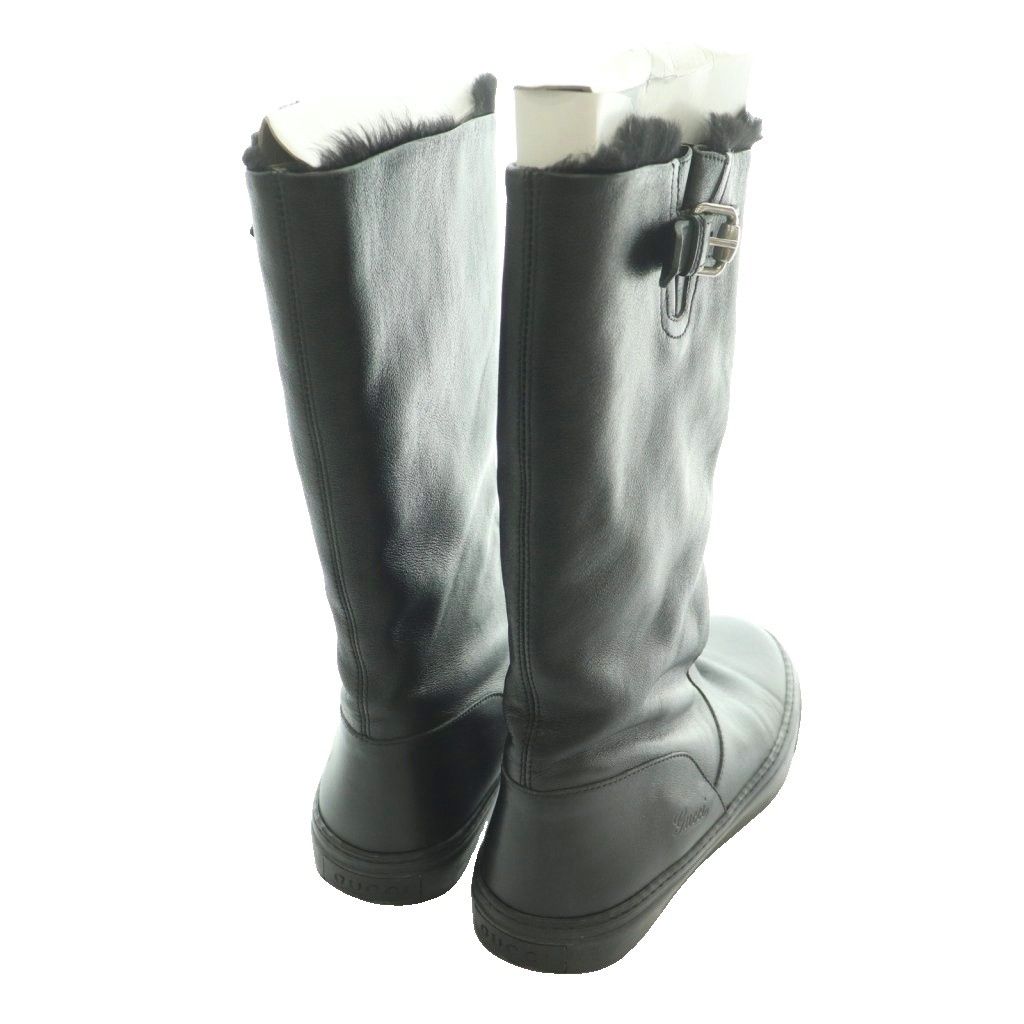 Gucci Middle Boots Long Leather Fur Black SS — view 5