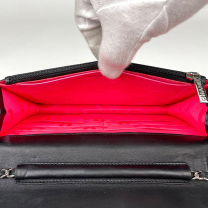 Chanel Cambon Line Chain Wallet CC Logo Shoulder Bag Leather Black — view 8