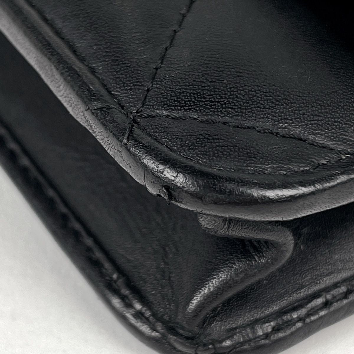 Chanel Cambon Line Chain Wallet CC Logo Shoulder Bag Leather Black — view 3