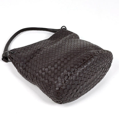 Bottega Veneta Intrecciato Shoulder Bag Leather Dark Brown — view 2