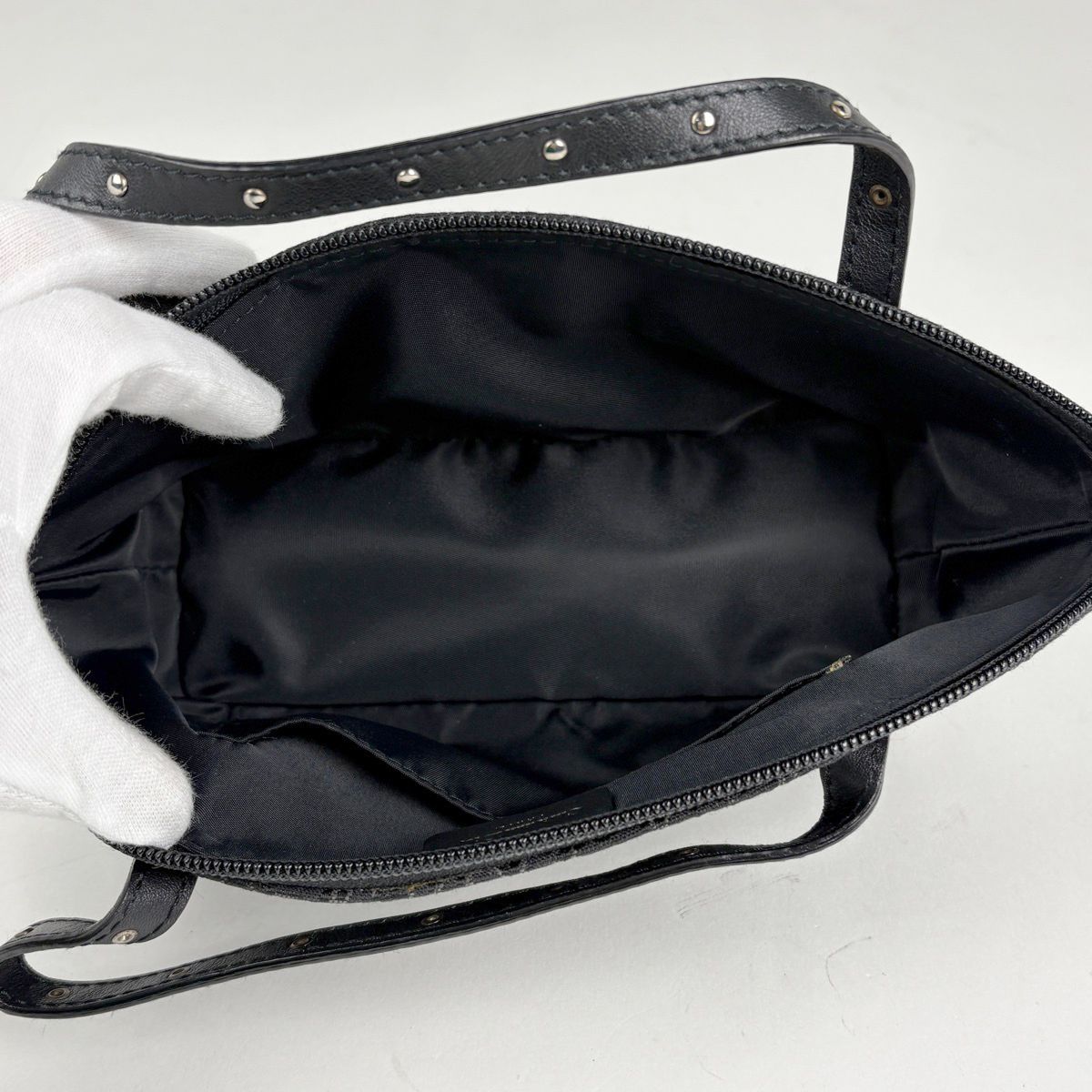 Dior Trotter Pattern Handbag Street Chic Logo Canvas Black — view 9