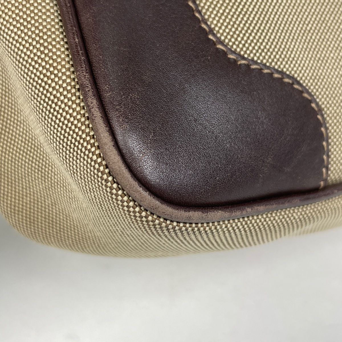 Prada Logo Jacquard Handbag Pouch Canvas Brown — view 3