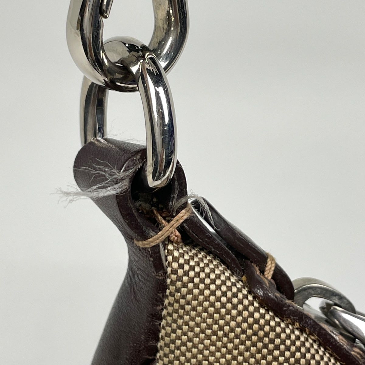 Prada Logo Jacquard Handbag Pouch Canvas Brown — view 4