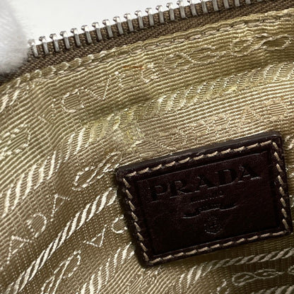 Prada Logo Jacquard Handbag Pouch Canvas Brown — view 8