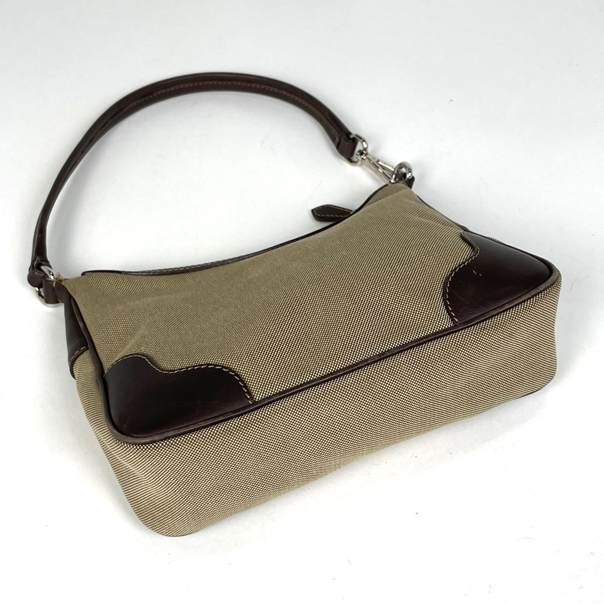 Prada Logo Jacquard Handbag Pouch Canvas Brown — view 2