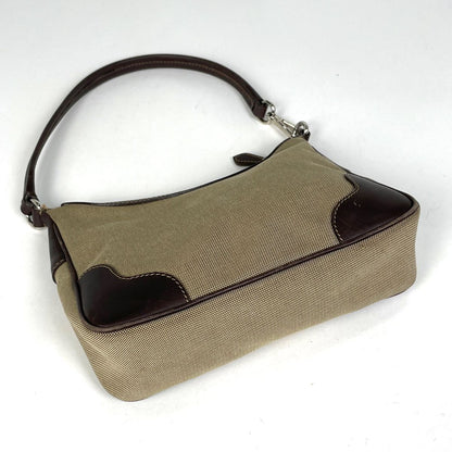 Prada Logo Jacquard Handbag Pouch Canvas Brown — view 2